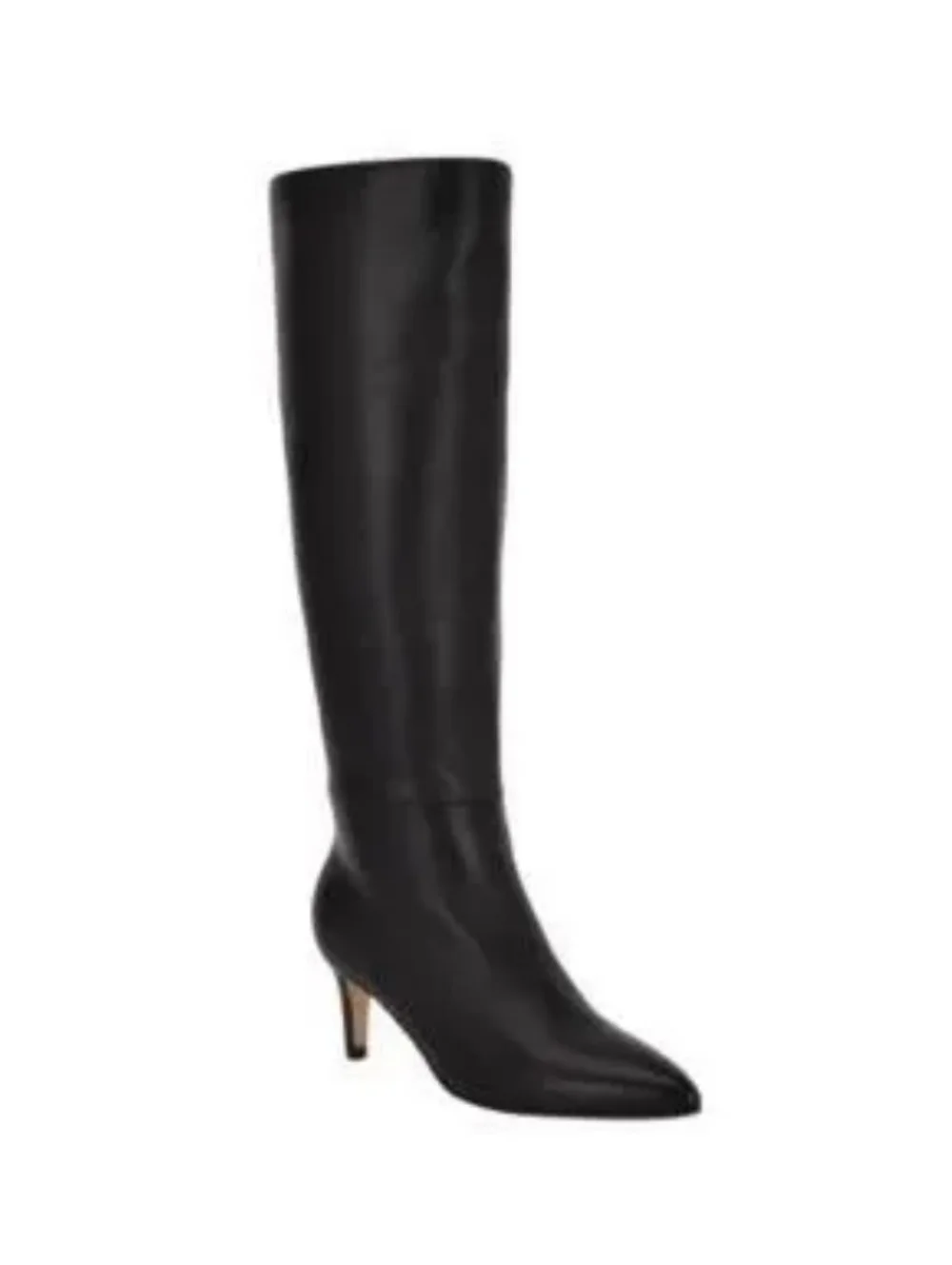 Calvin Klein‎ Garray Black Leather Pointed Toe Knee High Boots - Size 6M NWT